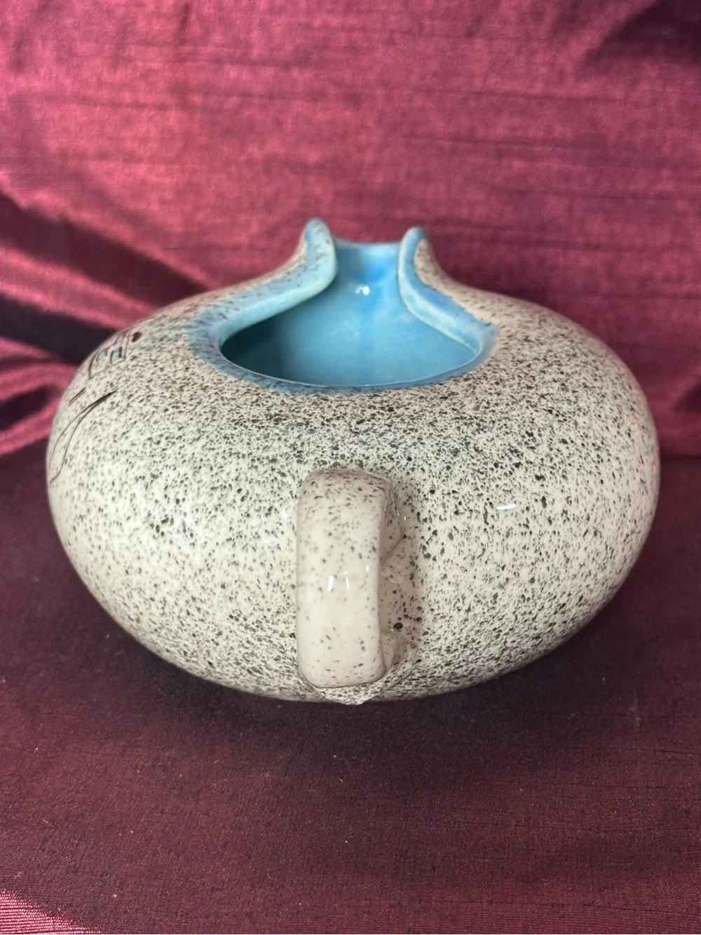 Vintage Loma of Arizona Speckled Creamer Pitcher Blue Interior MCM EUC ✨